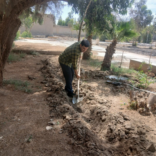 کاشت بذر هندوانه در خوابگاه شهید مطهری و هامون توسط همکاران محترم اداره امور خوابگاه‌ها
