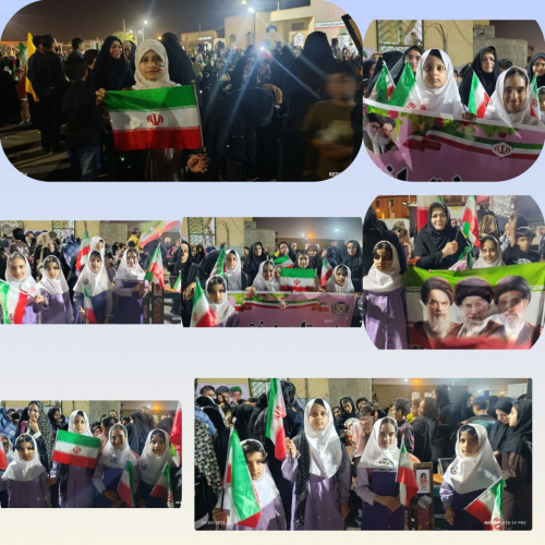 حضور دانش آموزان و کادر دبستان دخترانه دانش دانشگاه زابل در مراسم «شب‌های میثاق و بیعت»در راستای تجدید میثاق با آرمان‌های رهبر شهید و بیعت با رهبر جدید فرزانه انقلاب آیت الله سید مجتبی خامنه ای «حفظ الله»