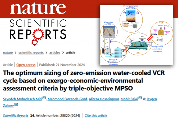Publishing an article about an innovative system for utilizing wind energy along with a cold storage process in the prestigious journal Scientific Reports