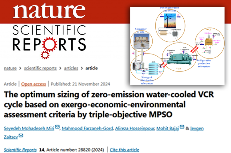 چاپ مقاله‌ای در مورد سیستم نوآورانه‌ای جهت بهره‌گیری از انرژی باد همراه با فرایند ذخیره سازی برودت در مجله معتبر  Scientific Reports